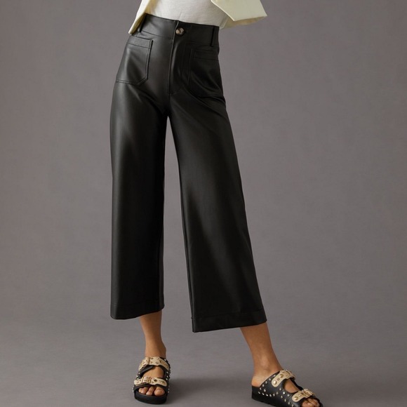 Maeve by Anthropologie The Colette Cropped Vegan Leather Pants Size 29